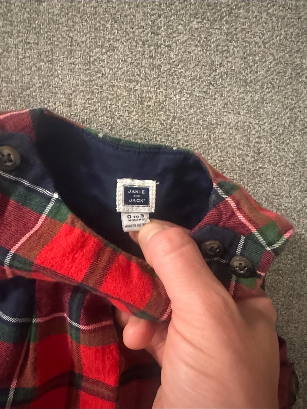5/$15- Classic Red Plaid Baby Romper